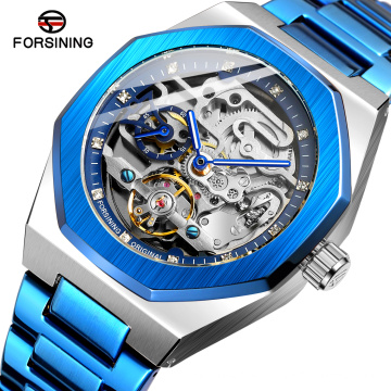 Forsining 375 Color Band Steel Mechanical Watches Luxury Tourbillon Relojes Automatic Watch Men
